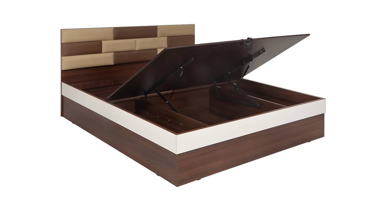 Torin Engineered Wood Queen Size Hydraulic Storage Bed in White Finish