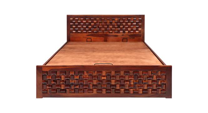 Julieta Solid Wood Queen Size Hydraulic Storage Bed in Honey Finish (Queen Bed Size, HONEY Finish) by Urban Ladder - Design 1 Full View - 563929