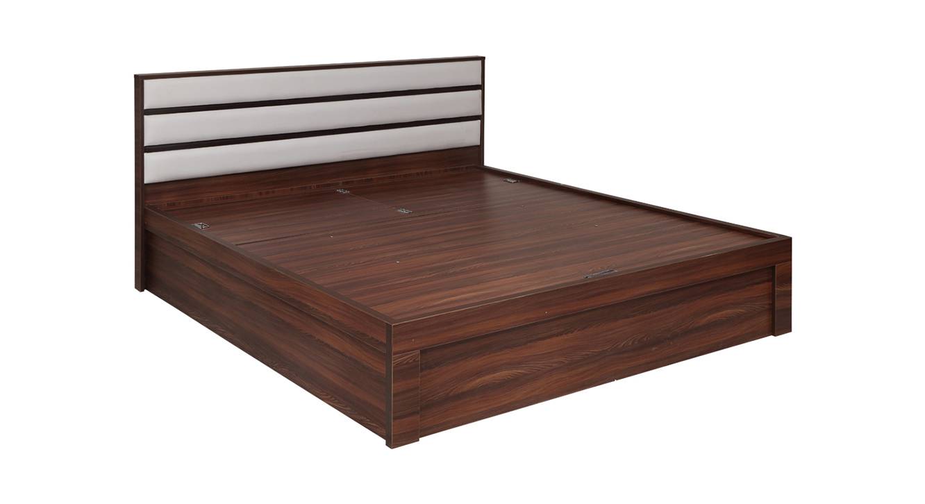 Walton Engineered Wood King Size Hydraulic Storage Bed in Walnut Finish