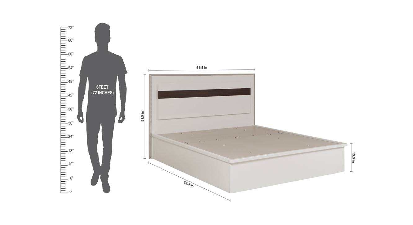 Archer Engineered Wood Queen Size Hydraulic Storage Bed in White Finish
