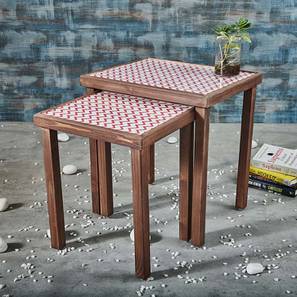 Solid Wood Side Table in Yellow & White Finish-image-46