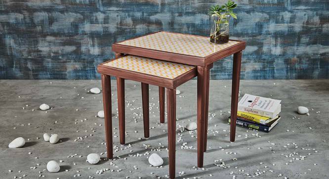 Hugo Nested Table (Yellow & White) by Urban Ladder - Cross View Design 1 - 564324