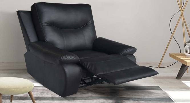 Uno Leatherette 1 Seater Manual Recliner in Black Colour (Black, One Seater) by Urban Ladder - Front View Design 1 - 564405
