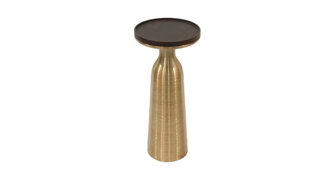 Eliza Martini Table With Walnut Finish Wood Top And Brush Gold Finish Base (Polished Finish) by Urban Ladder - Cross View Design 1 - 564522