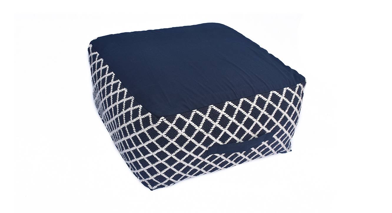 Blue Diamond Woven Pouffe Urban Ladder