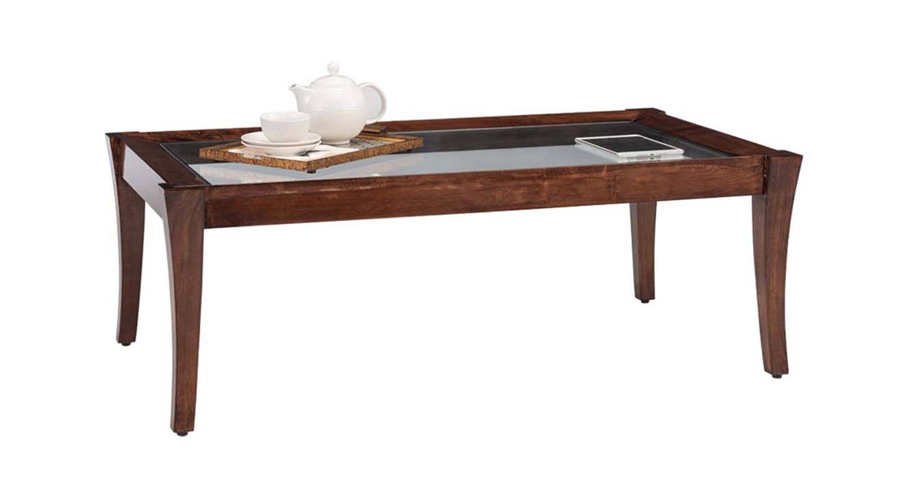 Cameron Rectangular Solid Wood Coffee Table in Glossy Finish Urban Ladder