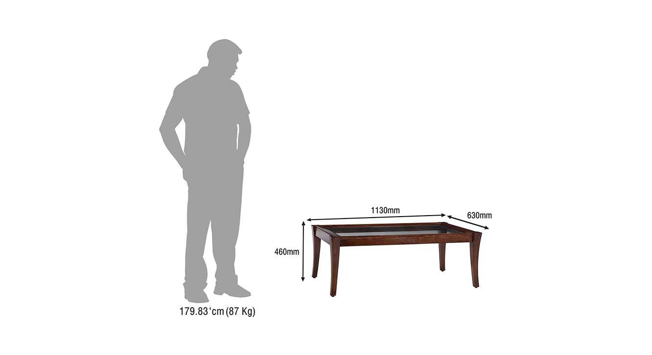 Cameron Rectangular Solid Wood Coffee Table in Glossy Finish Urban Ladder