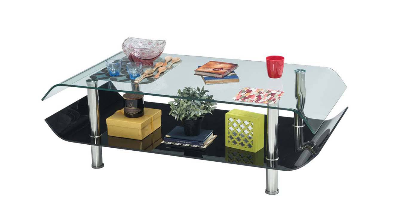 Zee Rectangular Glass Coffee Table in Glossy Finish Urban Ladder