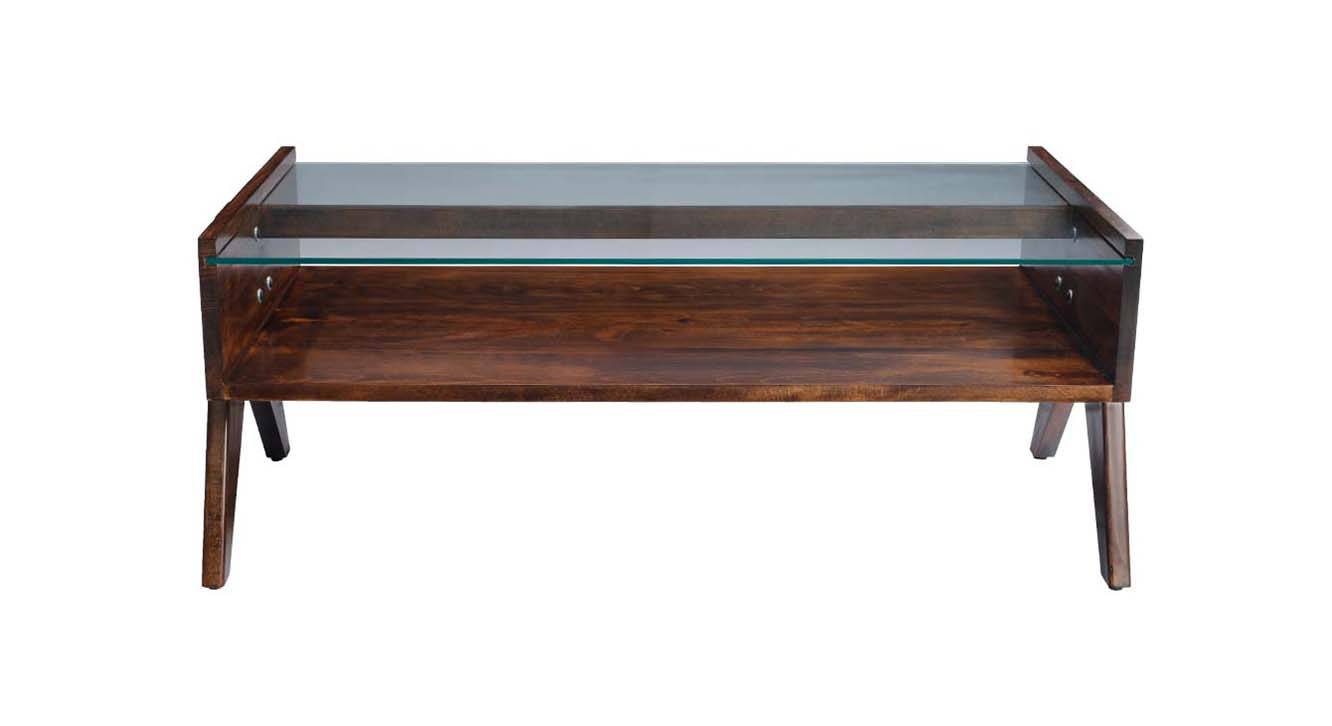 Casper Rectangular Solid Wood Coffee Table in Matte Finish Urban Ladder