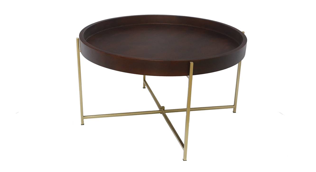 Duke Round Metal Coffee Table in Glossy Finish Urban Ladder
