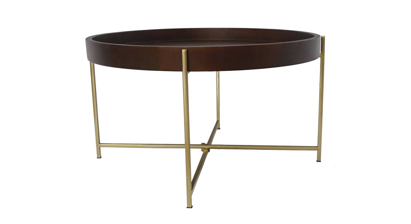 Duke Round Metal Coffee Table in Glossy Finish Urban Ladder