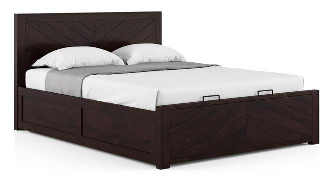 Almaya Solid Wood Hydraulic Storage Bed (Mahogany Finish, Queen Bed Size) by Urban Ladder - Cross View Design 1 - 565143