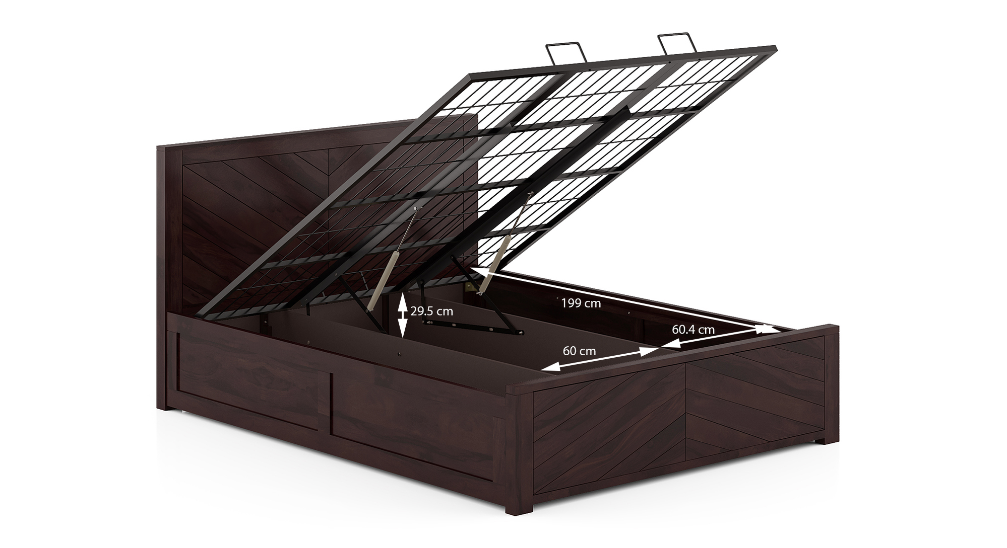 Almaya Solid Wood King Size Hydraulic Storage Bed in Mahogany Finish