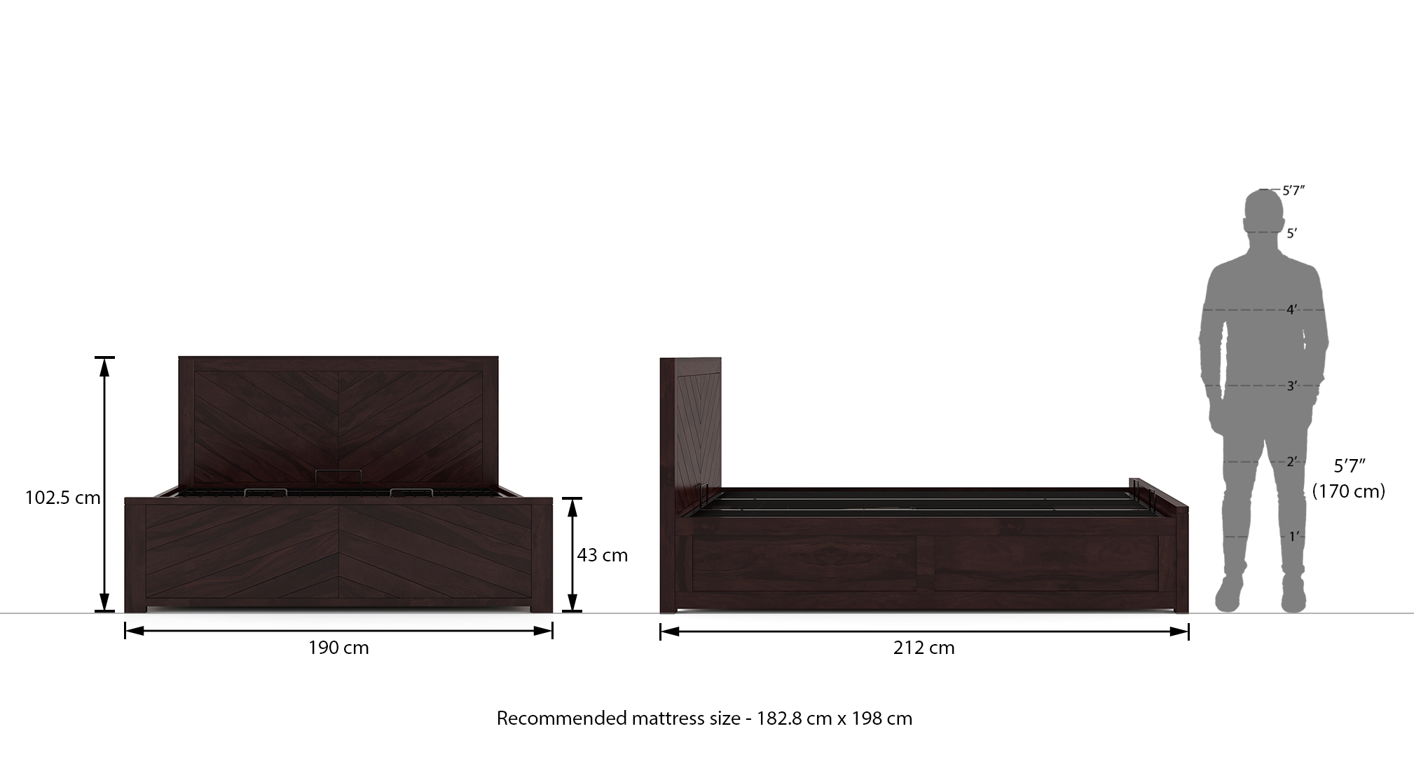 Almaya hydraulic storage bed mahogany king size 8