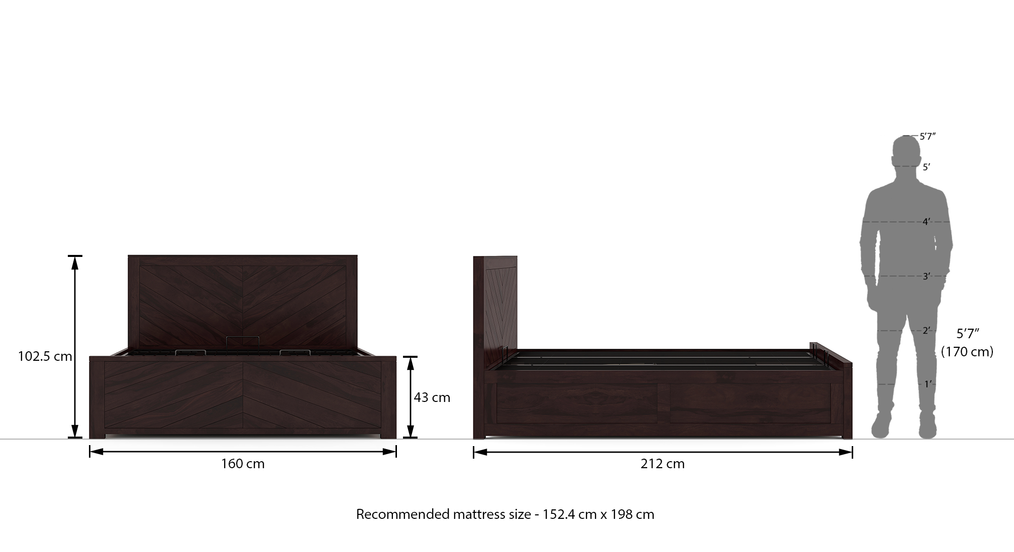 Almaya hydraulic storage bed queen size mahogany 8