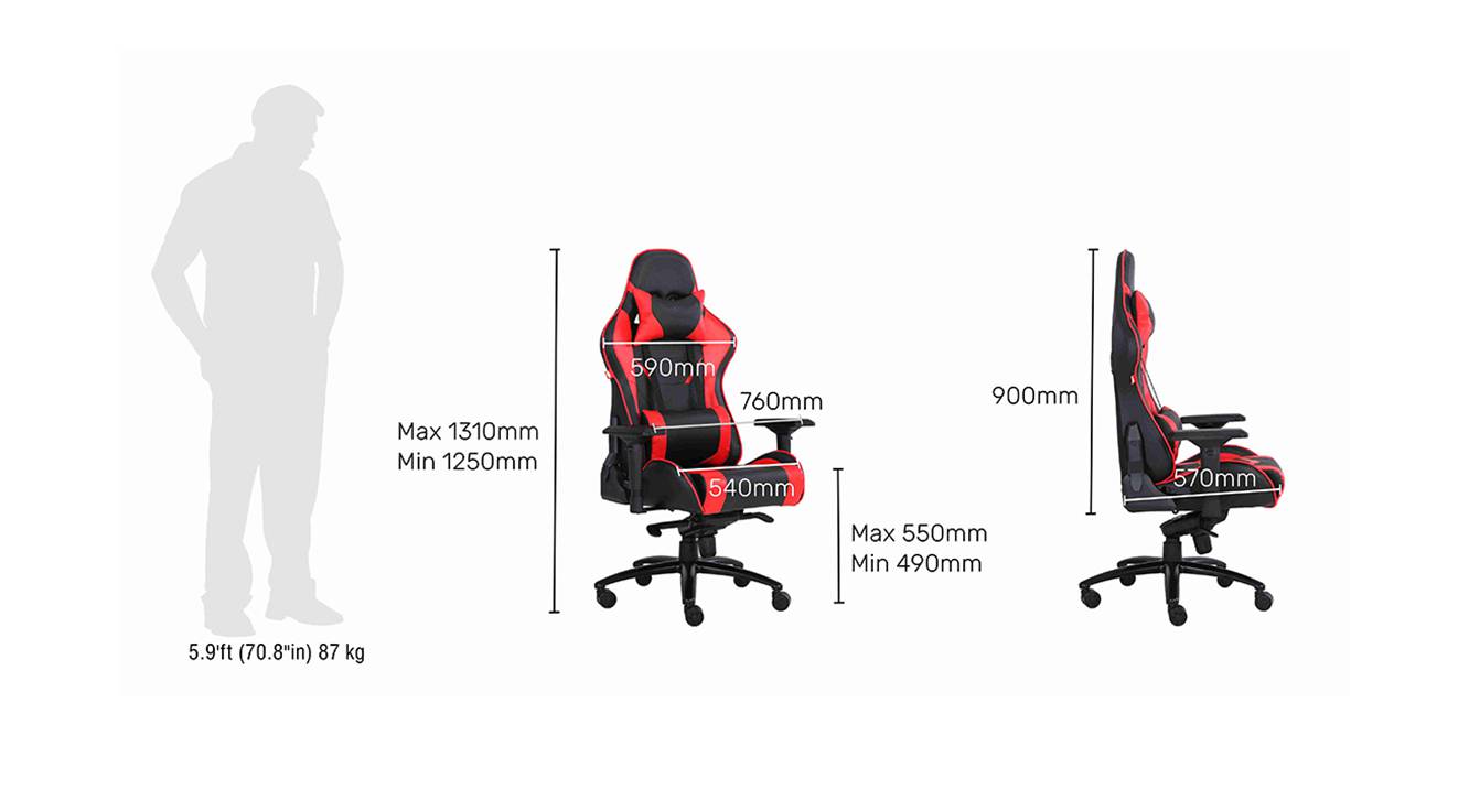 Ultron swivel leatherette gaming chair in red colour 6