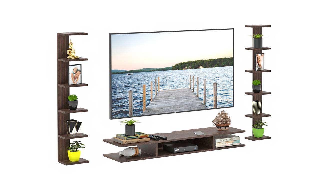 Estoye Engineered Wood Wall Mounted TV Unit in Wenge Finish Urban Ladder