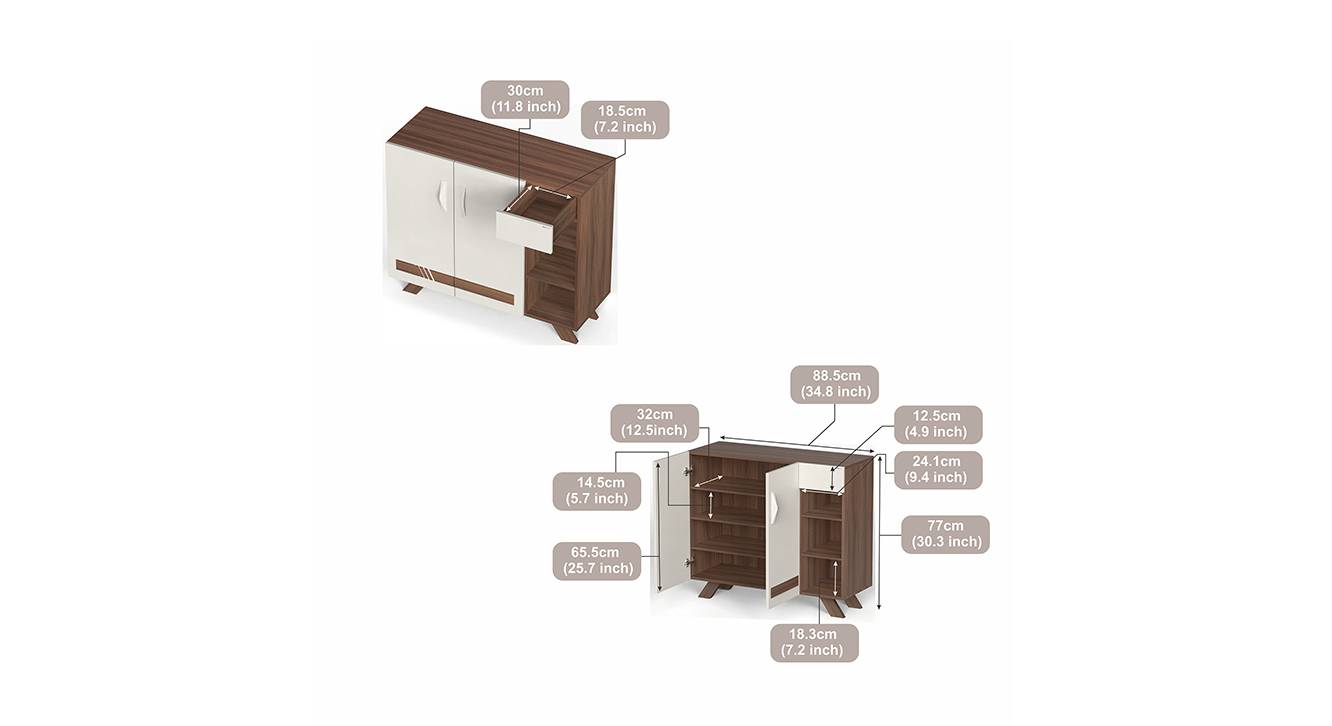 Oleye Shoe Rack in Walnut & White Finish Urban Ladder