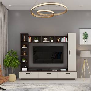 Tv Cupboard Design Fenily Engineered Wood Free Standing TV Unit in Wenge & White Finish