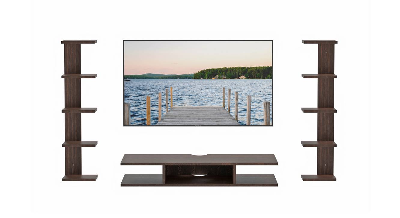Estoye Engineered Wood Wall Mounted TV Unit in Wenge Finish Urban Ladder