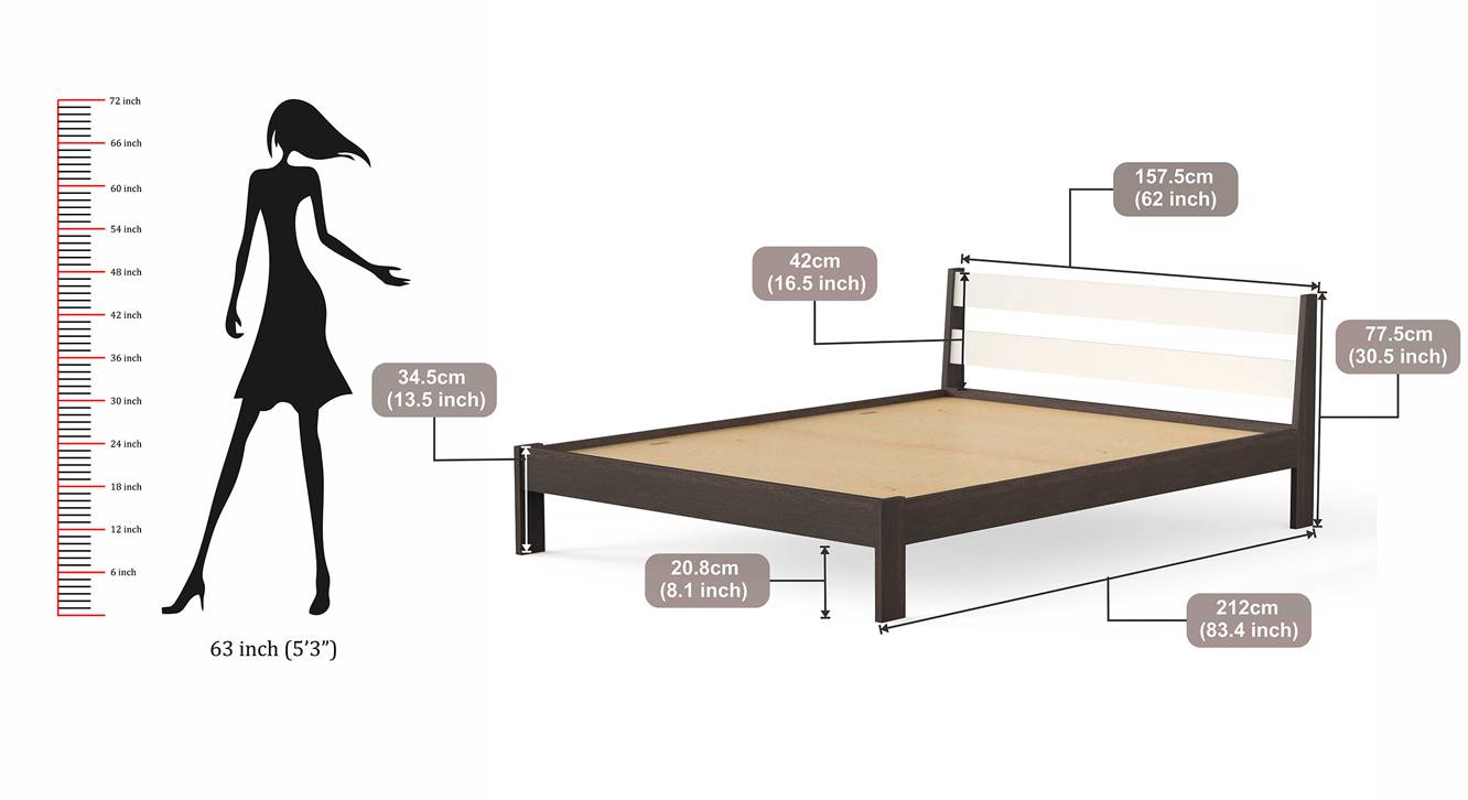 Roverb Engineered Wood Queen Size Non Storage Bed in Wenge & White
