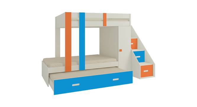 Luxuria Engineered Wood Box & Drawer Storage Bunk Bed - Light Orange - Azure Blue (Single Bed Size, Matte Laminate Finish) by Urban Ladder - Front View Design 1 - 566359