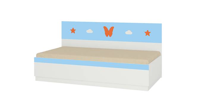 Renata Engineered Wood Box Storage Bed - Sky Blue - Light Orange (Single Bed Size, Matte Laminate Finish) by Urban Ladder - Front View Design 1 - 566366