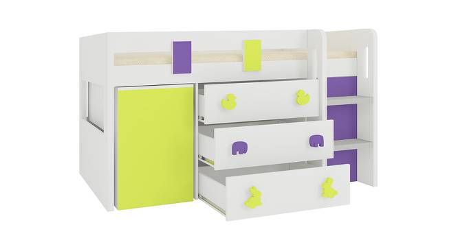 Sonoma Engineered Wood Drawer Storage Bunk Bed - Lime Yellow - Lavender Purple (Single Bed Size, Matte Laminate Finish) by Urban Ladder - Front View Design 1 - 566459