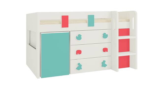 Sonoma Engineered Wood Drawer Storage Bunk Bed - Misty Turquoise - Strawberry Pink (Single Bed Size, Matte Laminate Finish) by Urban Ladder - Front View Design 1 - 566460