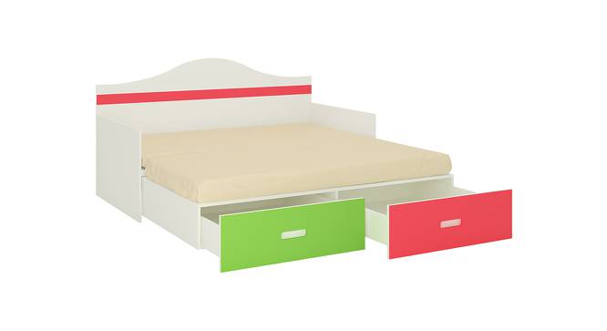Arcadia Engineered Wood Drawer Storage Trundle Bed - Strawberry Pink - Verdant Green (King Bed Size, Matte Laminate Finish) by Urban Ladder - Front View Design 1 - 566461