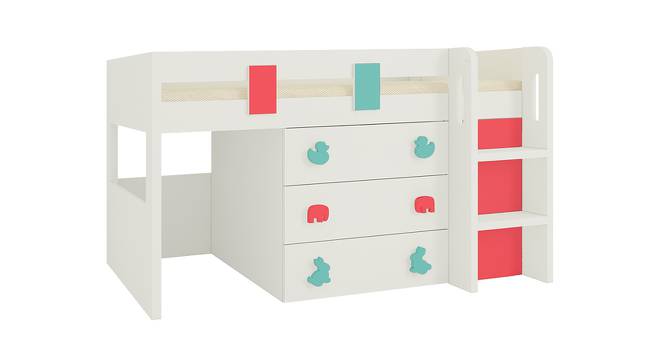 Sonoma Engineered Wood Drawer Storage Bunk Bed - Misty Turquoise - Strawberry Pink (Single Bed Size, Matte Laminate Finish) by Urban Ladder - Cross View Design 1 - 566474