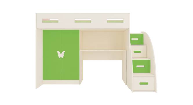 Bonita Engineered Wood Box & Drawer Storage Bunk Bed - Light Wood - Verdant Green (Single Bed Size, Matte Laminate Finish) by Urban Ladder - Front View Design 1 - 566546