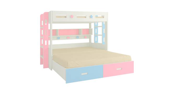 Astra Engineered Wood Box & Drawer Storage Bunk Bed - English Pink - Sky Blue (King Bed Size, Matte Laminate Finish) by Urban Ladder - Cross View Design 1 - 566557