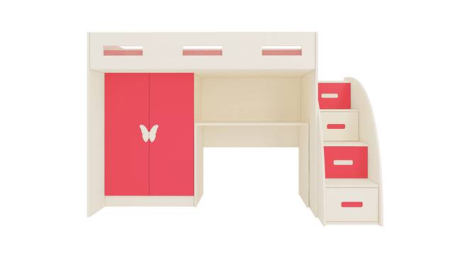 Bonita Engineered Wood Box & Drawer Storage Bunk Bed - Light Wood - Strawberry Pink (Single Bed Size, Matte Laminate Finish) by Urban Ladder - Cross View Design 1 - 566559