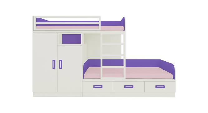 Eskada Engineered Wood Box & Drawer Storage Bunk Bed - Lavender Purple (Single Bed Size, Matte Laminate Finish) by Urban Ladder - Cross View Design 1 - 566562