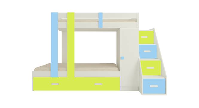 Luxuria Engineered Wood Box & Drawer Storage Bunk Bed - Sky Blue - Lime Yellow (Single Bed Size, Matte Laminate Finish) by Urban Ladder - Cross View Design 1 - 566565