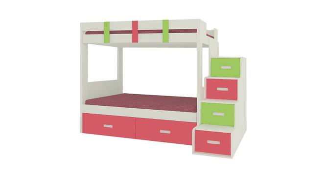 Suvina Engineered Wood Drawer Storage Bunk Bed - Strawberry Pink - Verdant Green (Single Bed Size, Matte Laminate Finish) by Urban Ladder - Front View Design 1 - 566645