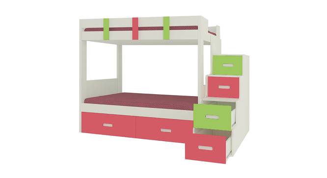 Suvina Engineered Wood Drawer Storage Bunk Bed - Strawberry Pink - Verdant Green (Single Bed Size, Matte Laminate Finish) by Urban Ladder - Cross View Design 1 - 566661