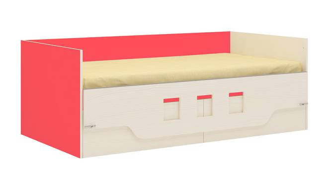 Calypso Engineered Wood Drawer Storage Bed - Light Wood - Strawberry Pink (Single Bed Size, Matte Laminate Finish) by Urban Ladder - Cross View Design 1 - 566848
