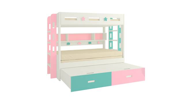 Astra Engineered Wood Box & Drawer Storage Bunk Bed - English Pink - Misty Turquoise (King Bed Size, Matte Laminate Finish) by Urban Ladder - Cross View Design 1 - 566933
