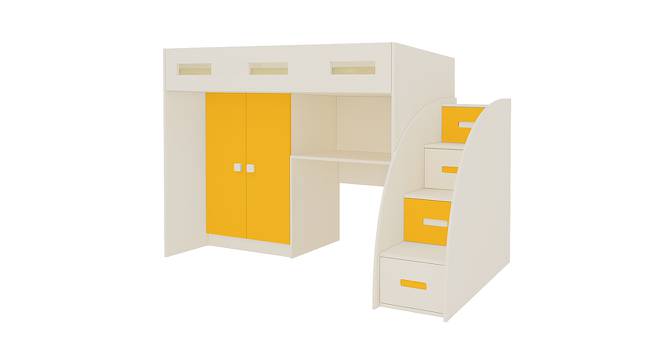 Bonita Engineered Wood Box & Drawer Storage Bunk Bed - Light Wood - Mango Yellow (Single Bed Size, Matte Laminate Finish) by Urban Ladder - Cross View Design 1 - 567000