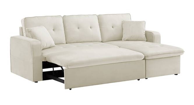 Asher Solid Wood Sofa cum Bed in Cream (Cream) by Urban Ladder - Cross View Design 1 - 567234
