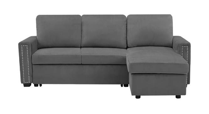 Solace Solid Wood Sofa cum Bed in Dark Grey (Dark Grey) by Urban Ladder - Front View Design 1 - 567311
