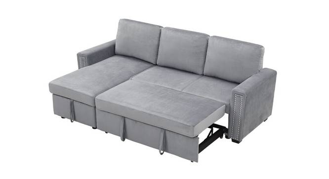 Noah Solid Wood Sofa cum Bed in Grey (Grey) by Urban Ladder - Front View Design 1 - 567312