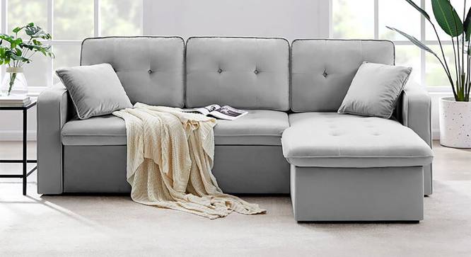 Drake Solid Wood Sofa cum Bed in Grey (Grey) by Urban Ladder - Front View Design 1 - 567316