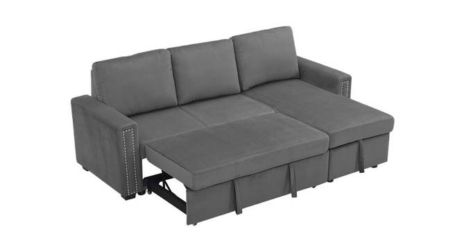Solace Solid Wood Sofa cum Bed in Dark Grey (Dark Grey) by Urban Ladder - Cross View Design 1 - 567328
