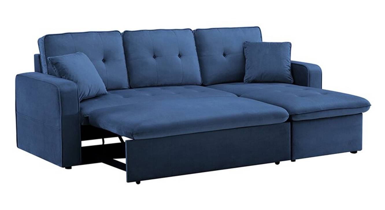 Universe 3 Seater Pull Out Sofa cum Bed In Blue Colour Urban Ladder