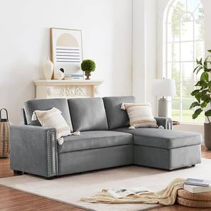 L Shape Sofa Cum Bed Design Solace 3 Seater Pull Out Sofa cum Bed In Grey Colour