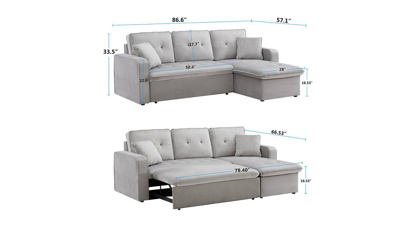 Universe 3 Seater Pull Out Sofa cum Bed In Grey Colour Urban Ladder