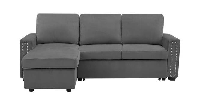 Liam Solid Wood Sofa cum Bed in Dark Grey (Dark Grey) by Urban Ladder - Front View Design 1 - 567510